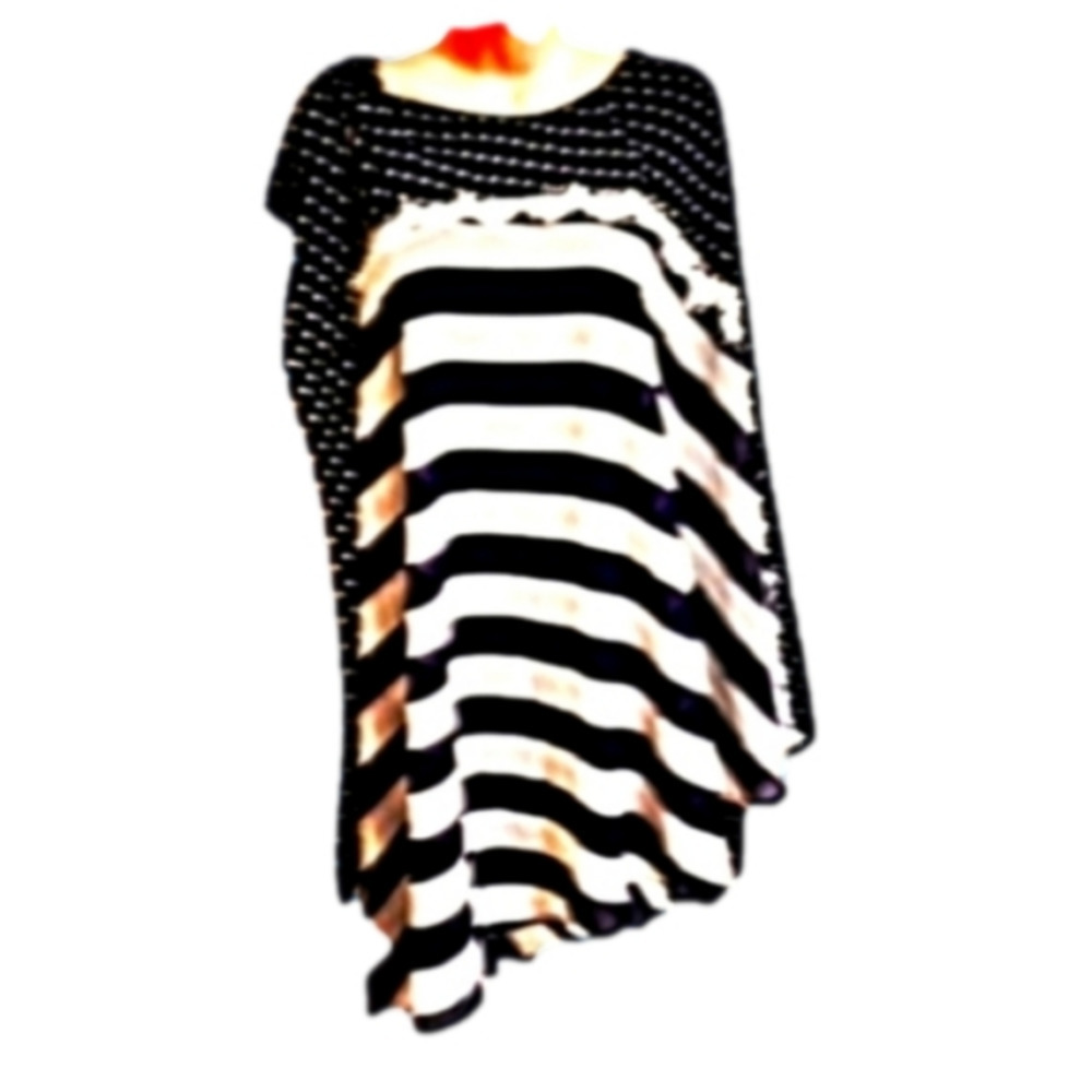 Rye l Polka Dot / Striped Navy and White Asymmetrical Dress NWOT